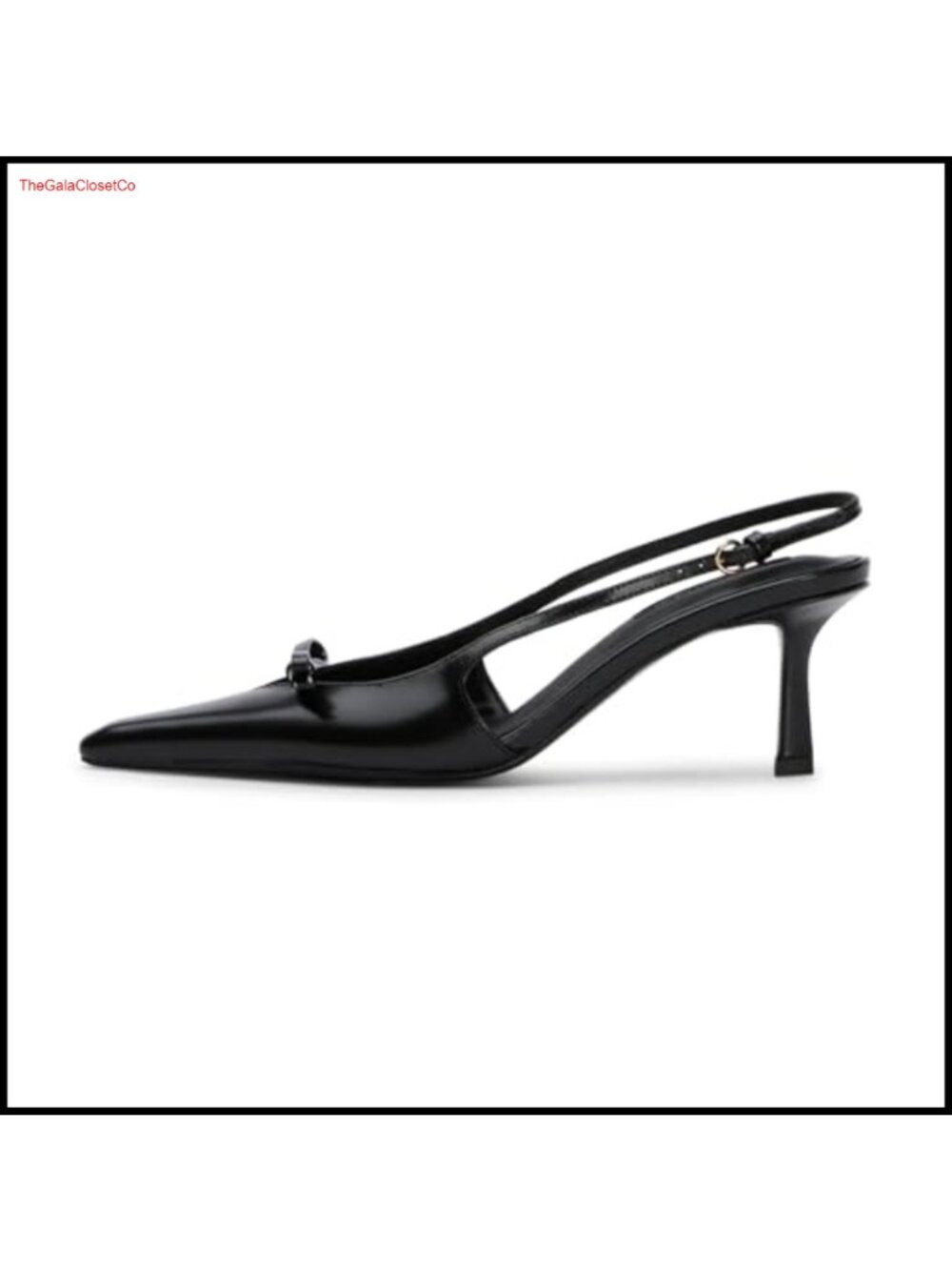 Slingback Kitten Heels Pointed Toe Bow Faux Leather Women's Pumps